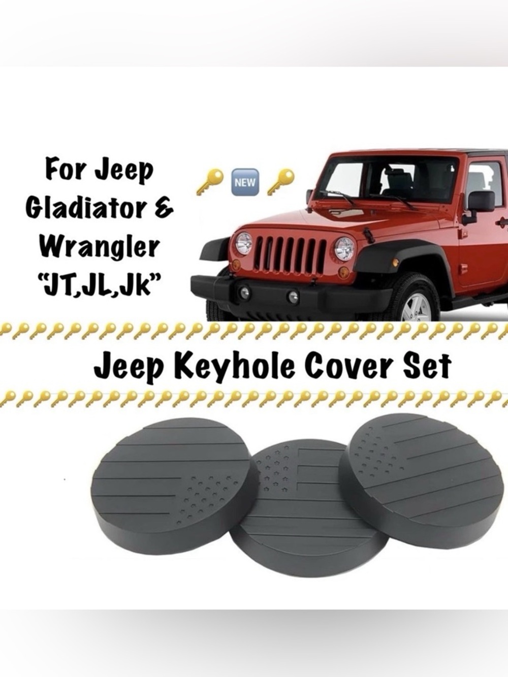Jeep Keyhole Cover Set 3pcs 🔑🆕🔑
 2018-2025 Gladiator - Wrangler JK JL JT